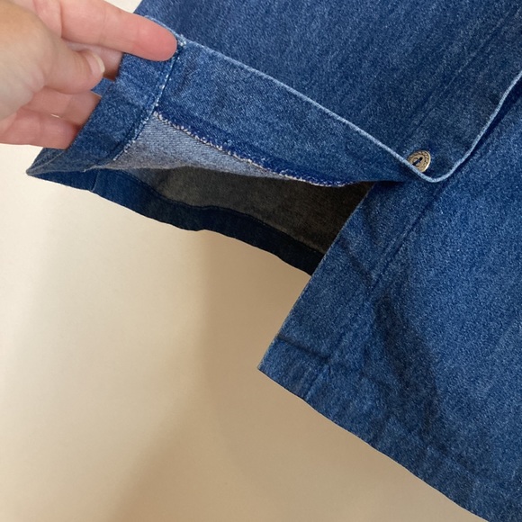 Vintage Midi Skirt Womens Large Blue Jean Cotton Straight Pockets Button Front - Picture 6 of 10